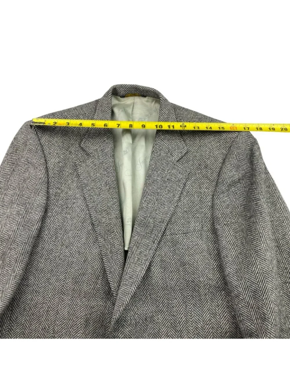 VTG Imperial Haggar Men's 100% Wool Tweed Blazer Gray Herringbone • USA • 42R